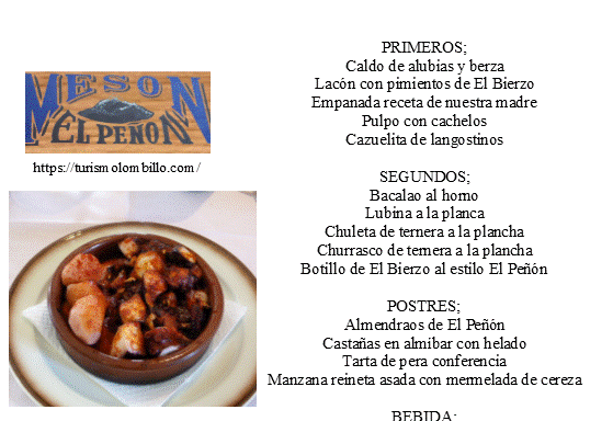 Menú El Peñón